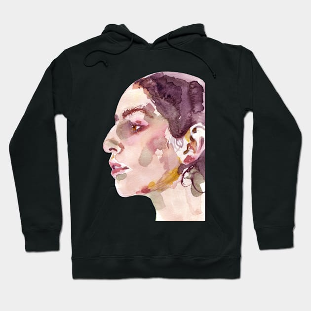 Olive - A Watercolour Portrait Side Profile Hoodie by AnitasArtStore